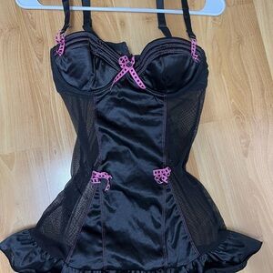 Elegant Black Corset with Pink Accents